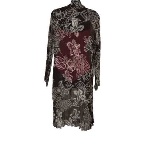 Chico's Brown Tropical Swim Cover Tie Front Sheer Beach Size 2 Marianne MSRP$108 - Picture 3 of 12